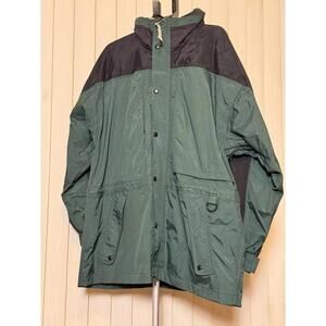 LUNA PIER SAILING JACKET RAIN COAT UTILITY HOODED WIND BREAKR XL GREEN BLACK NWT